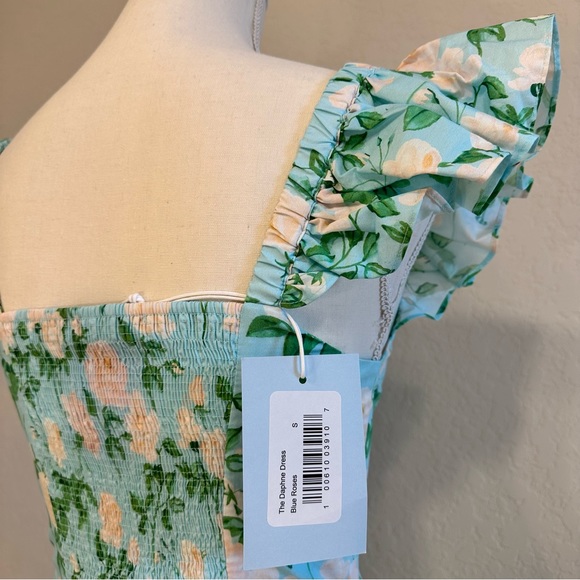 NWT Hill House The Daphne Dress Size Small Gorgeous Blue Roses Viral Midi - Picture 11 of 13